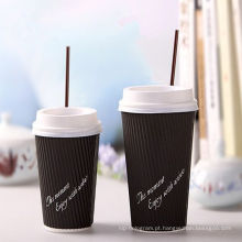 Copos de papel descartáveis ​​para café quente com logotipo impresso